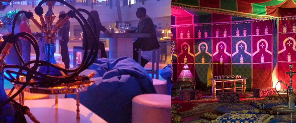 Oosterse danseressen slangen show met een spijkerbed